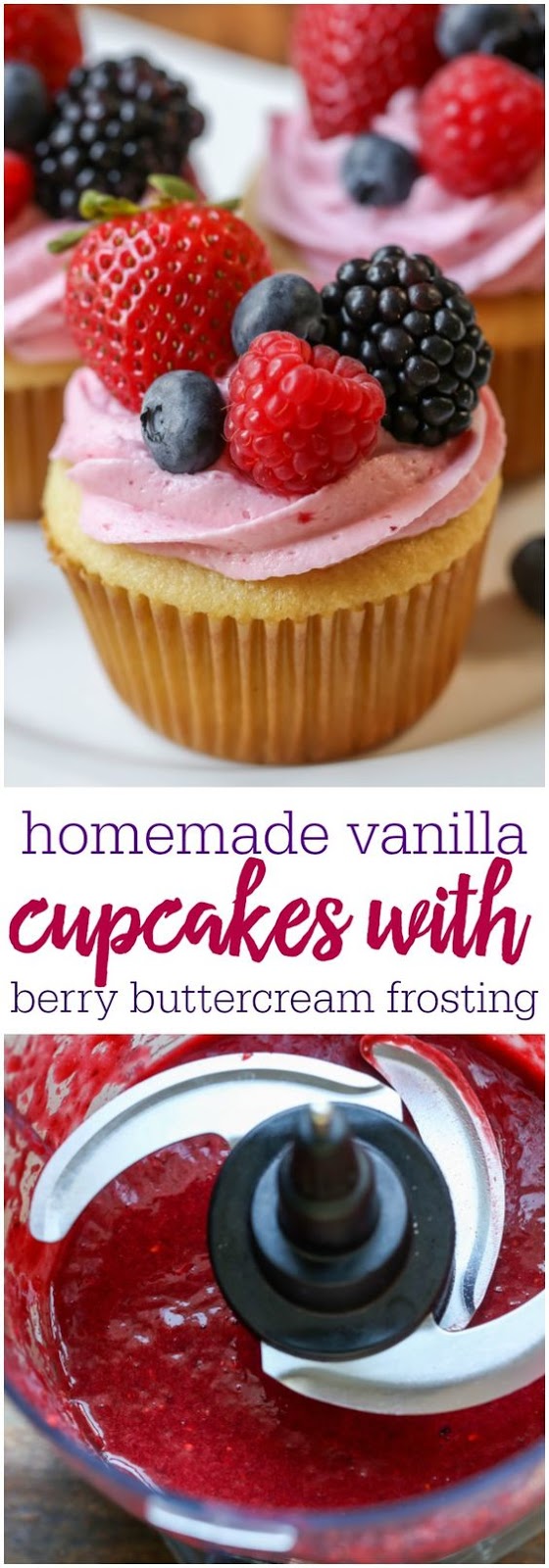 Vanilla Cupcakes with Berry Buttercream Frosting Foodandcake789