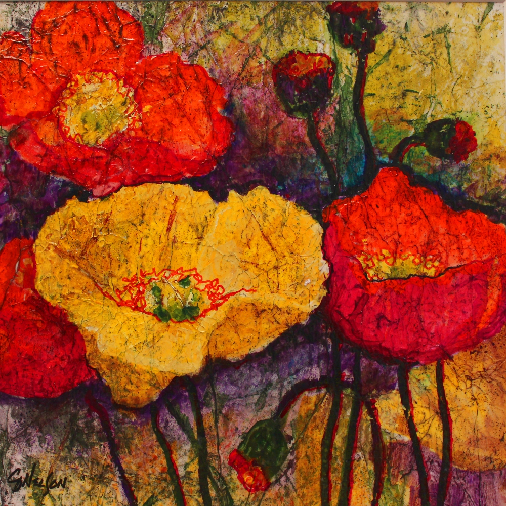 CAROL NELSON FINE ART BLOG "Poppylicious" acrylic poppy floral faux