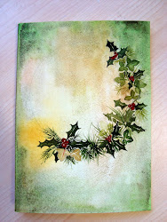 christmas watercolour cards painted card paint holly florals leaves circle scraps complete