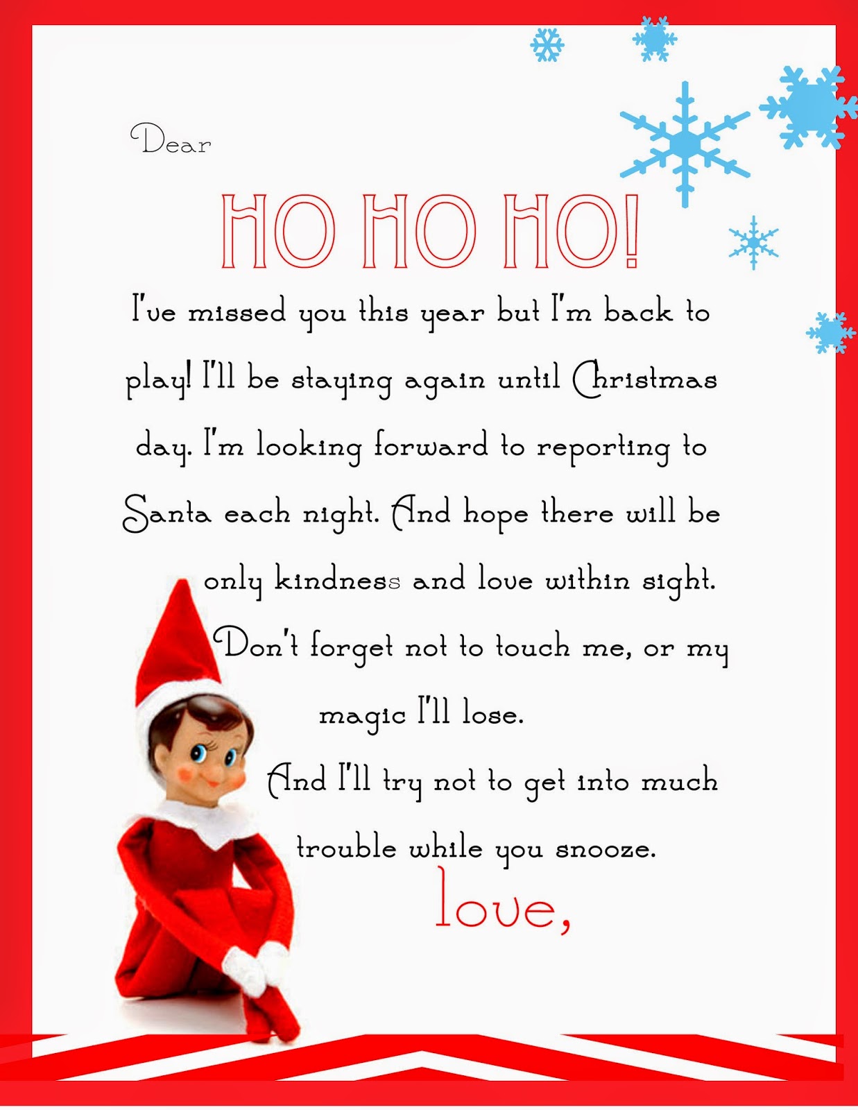 Elf On The Shelf Ideas For Arrival 10 Free Printables Letters
