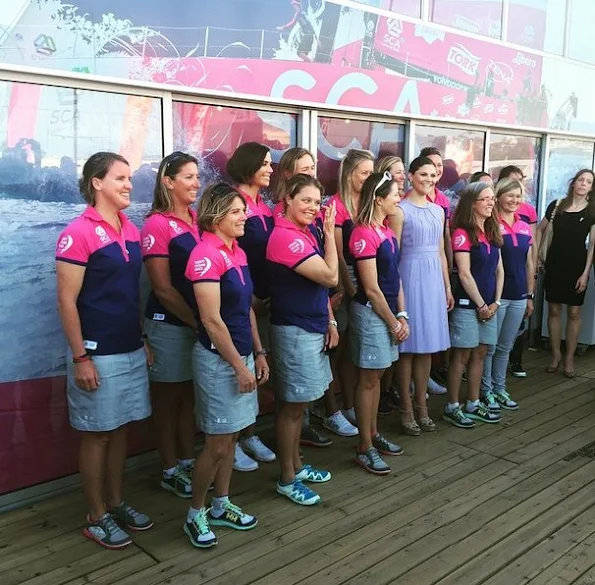 Crown Princess Victoria met with members of Sweden's Team SCA at the Volvo Ocean Race Village in Lisbon
