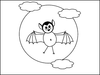 Smarty Pants Fun Printables: Printable Bat and Moon Halloween Coloring Page