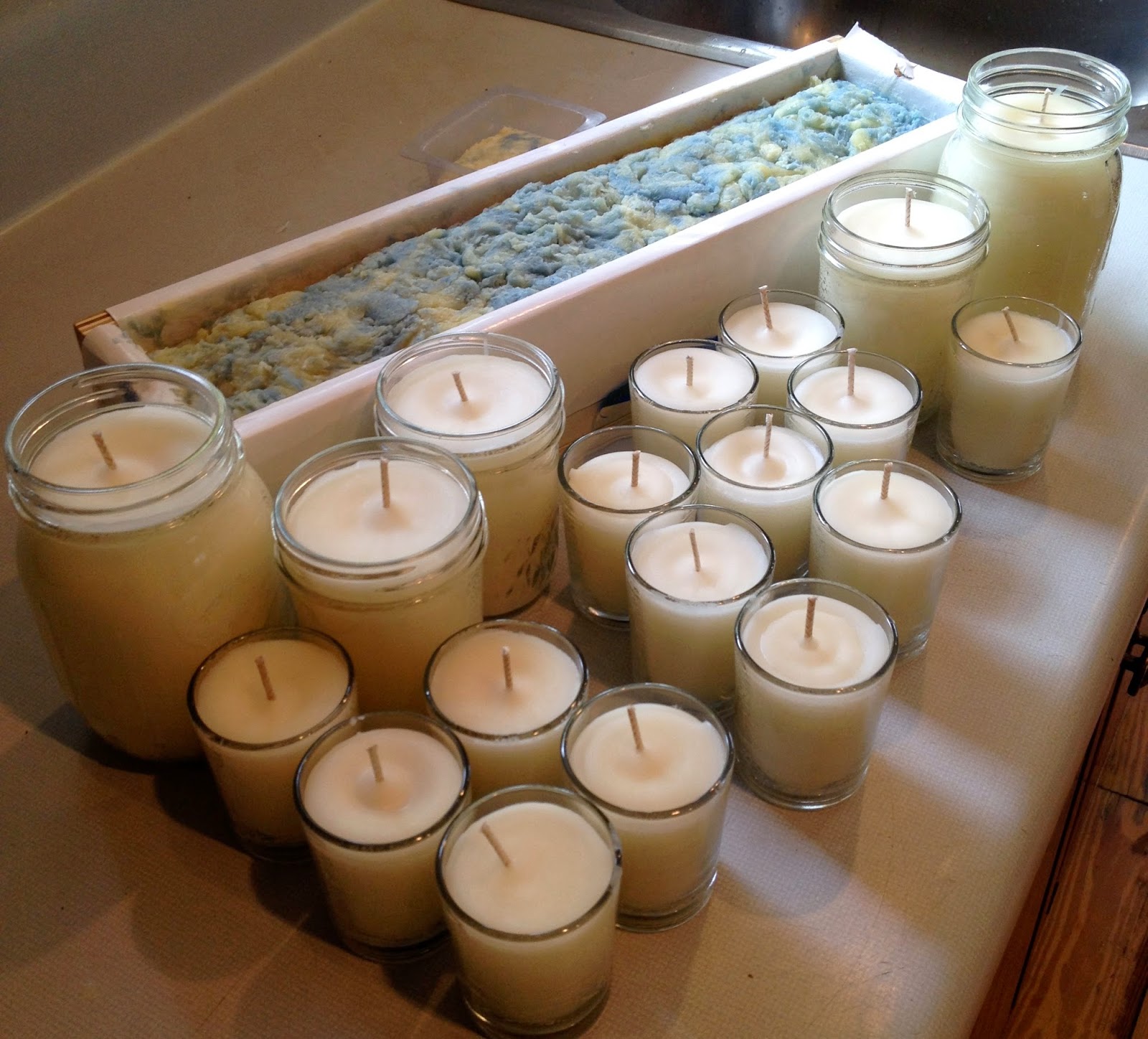 Soap Lily Candles and soap, two projects at once, what a mess!