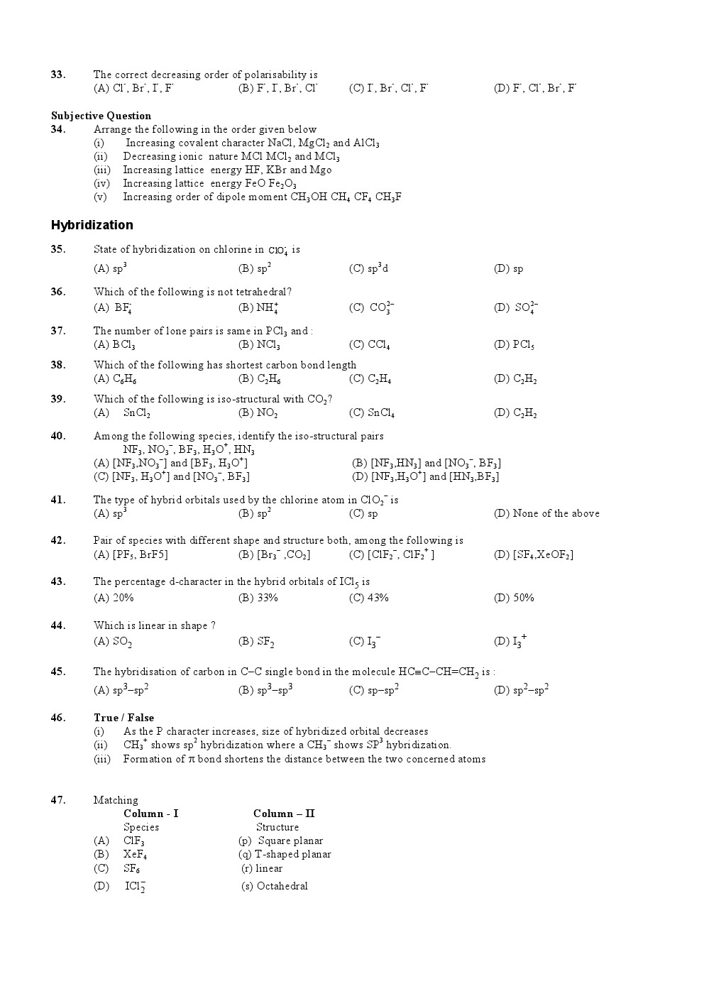 CHEMICAL BONDING QUIZ CHEMISTRY BY MUKESH SHARMA
