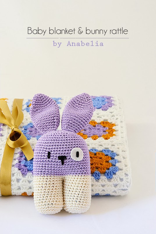 Crochet baby blanket and bunny rattle by Anabelia