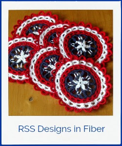  Americana Star Coaster Set of 6 - Handmade by RSS Designs In Fiber