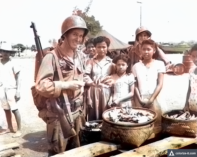 A US Army soldier in Batangas, 1945. Image source: United States National Archives. A US Army soldier in Batangas, 1945. Image source: United States National Archives.