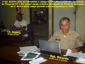 O Sgt. Ricardo de serviço de Adjunto no 1ºBPM Lançando o Efetivo dia 26/07/13