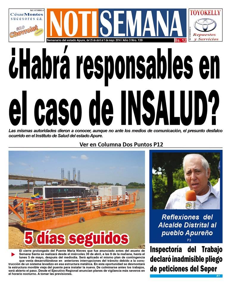 MC Noticias DOS PUNTOS columna publicada en el semanario de Apure