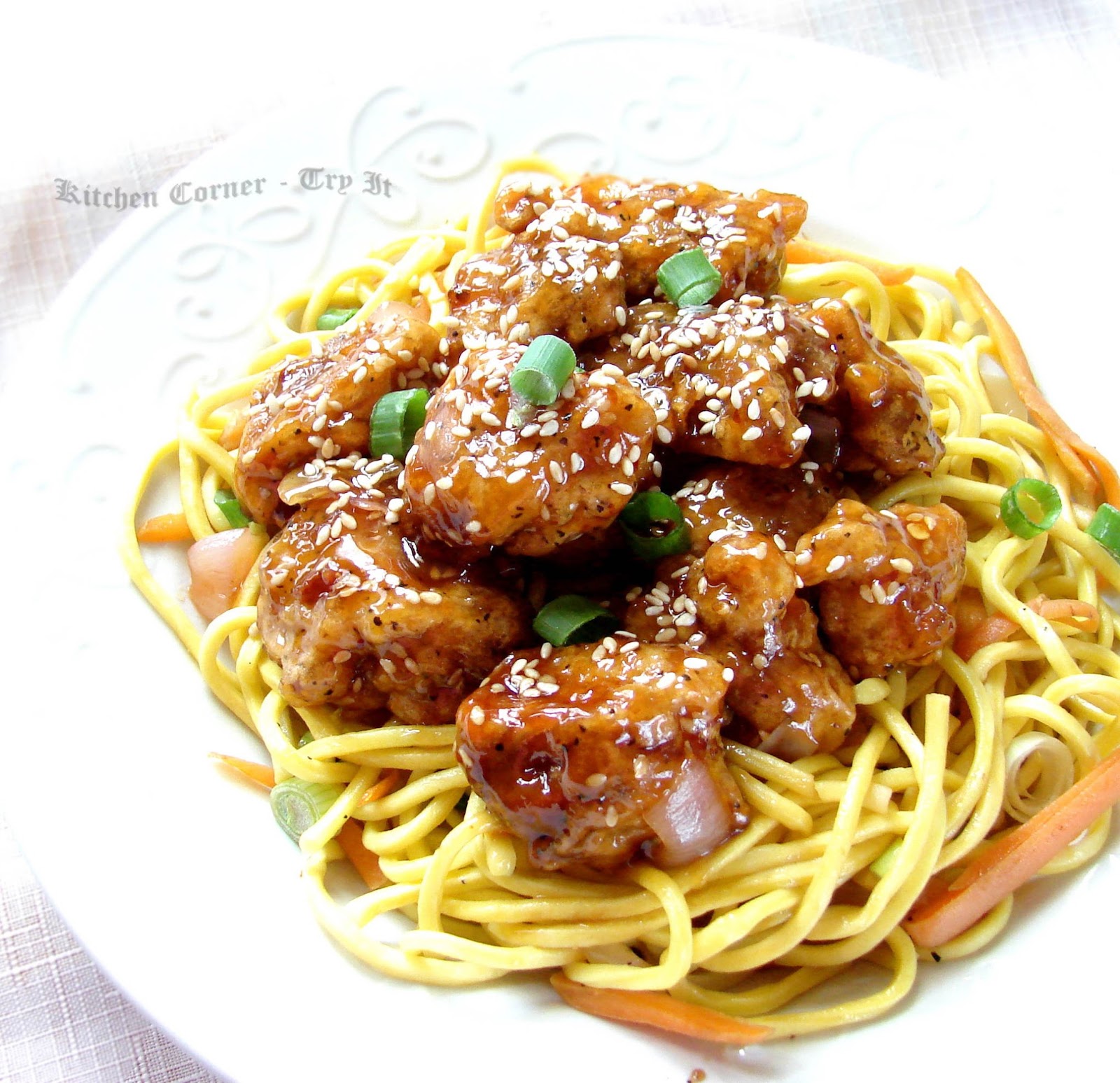 Orange Sesame Chicken and Noodles