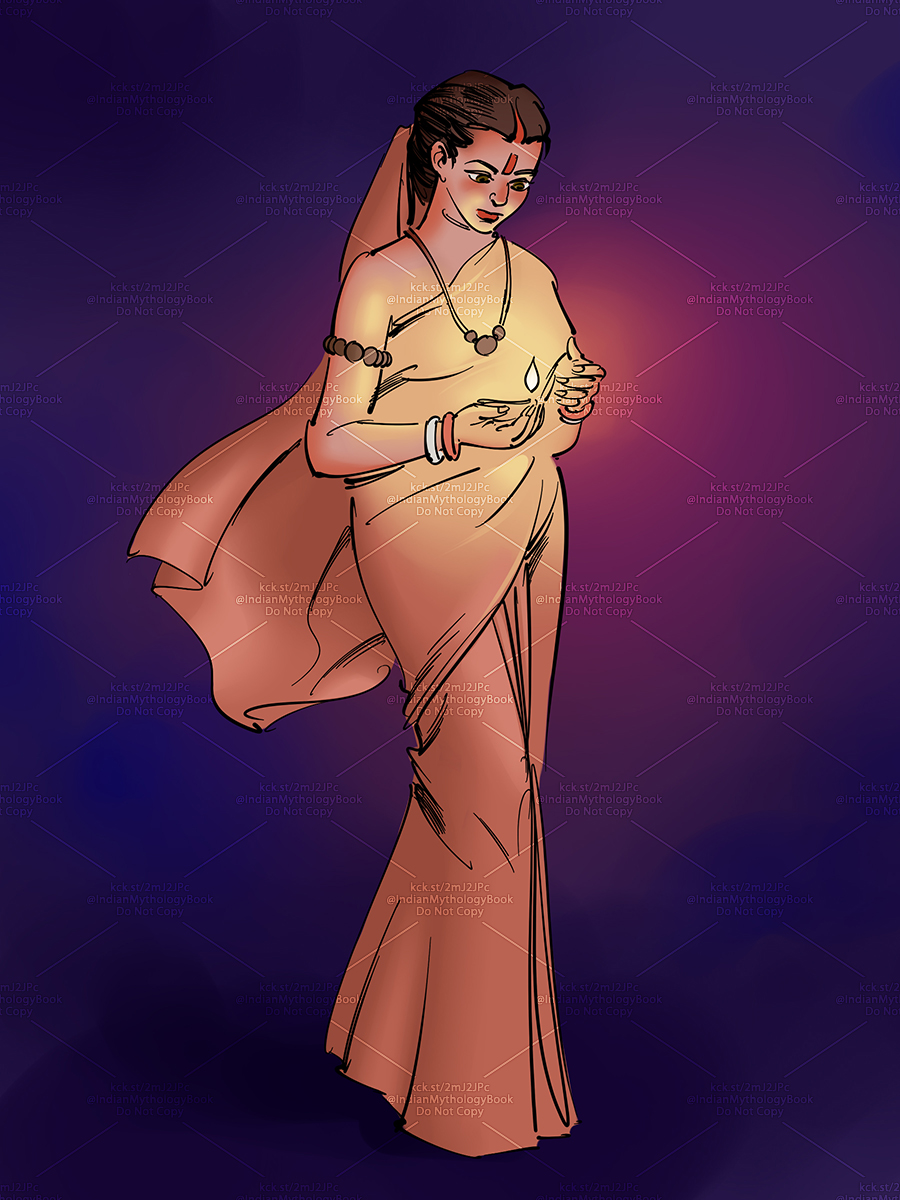 princess, queen and heroine female character illustration for indian mythology illustrated picture book