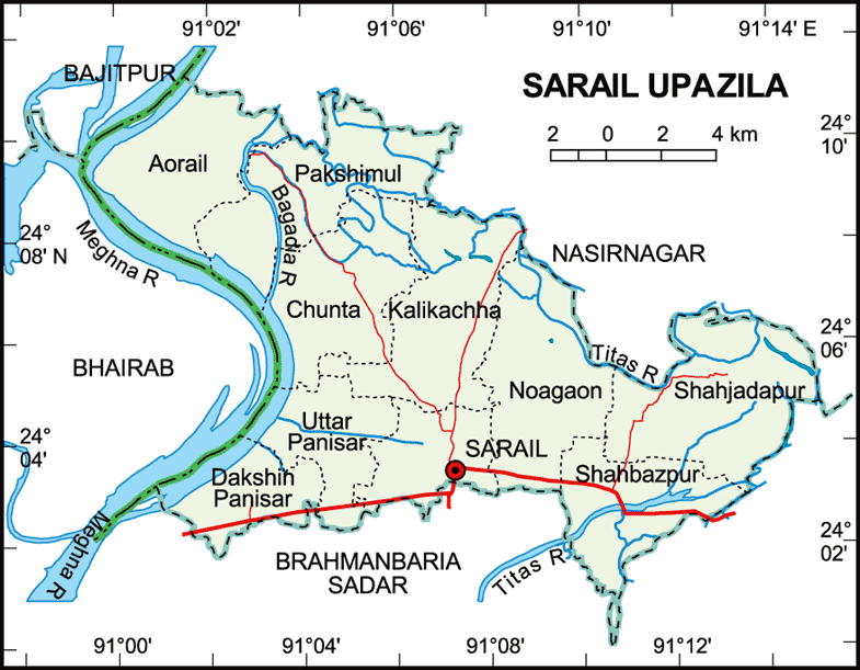 Sarail Upazila Map Brahmanbaria District Bangladesh