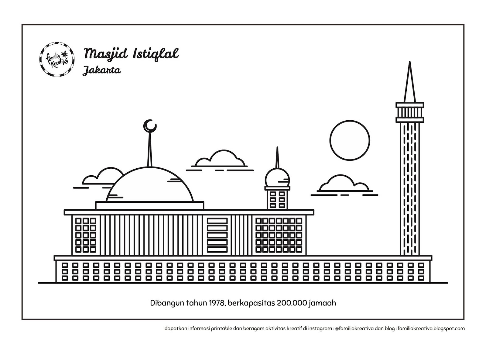 6 Lembar Mewarnai Masjid Nusantara, Download Gratis di sini :D