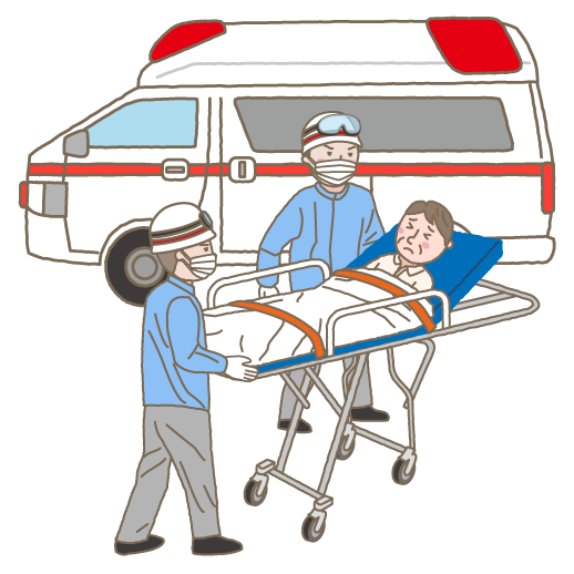 救急車で運ばれる男性 線あり 無料イラスト素材集 イラスト研究所