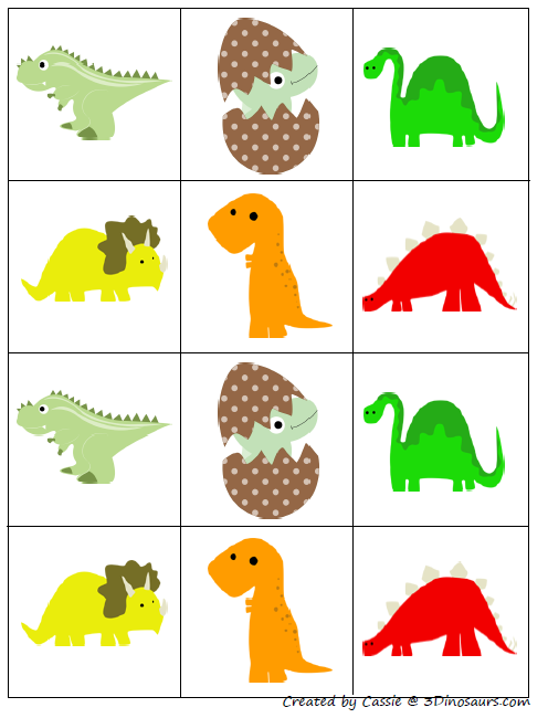 Free For Kids Dinosaur Matching pairs concentration memory Game Cards Free For Kids Dinosaur Matching pairs concentration memory Game Cards