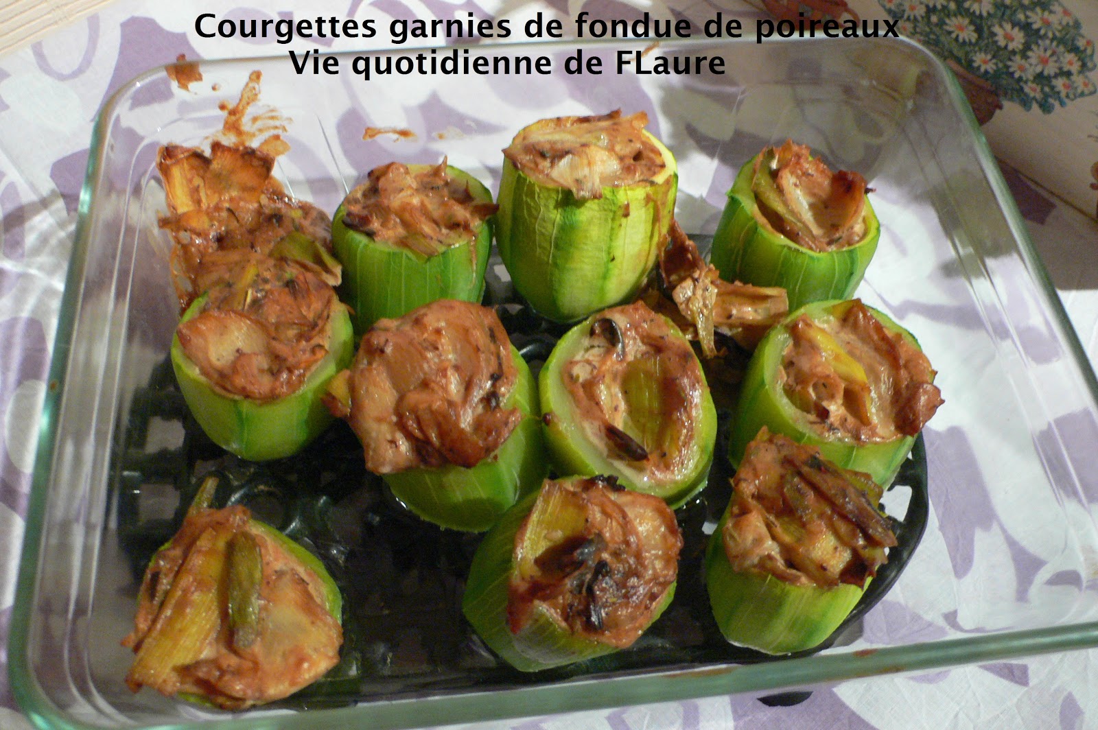 Courgettes garnies d'une fondue de poireaux
