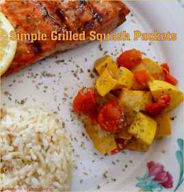 Only 4 ingredients go into these Simple Grilled Squash Packets. Chop, mix and grill for a simple flavorful side dish. | Recipe developed by www.BakingInATornado.com | #recipe #vegetables