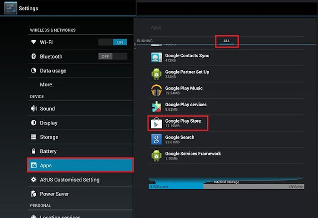 Settings and selecting Application Manager (Apps)