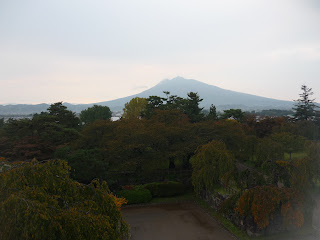Zoomed out view of Mount Iwaki from Hirosaki Park