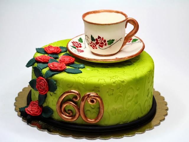 60th Birthday Cake with Porcelain Cup, London Cakes