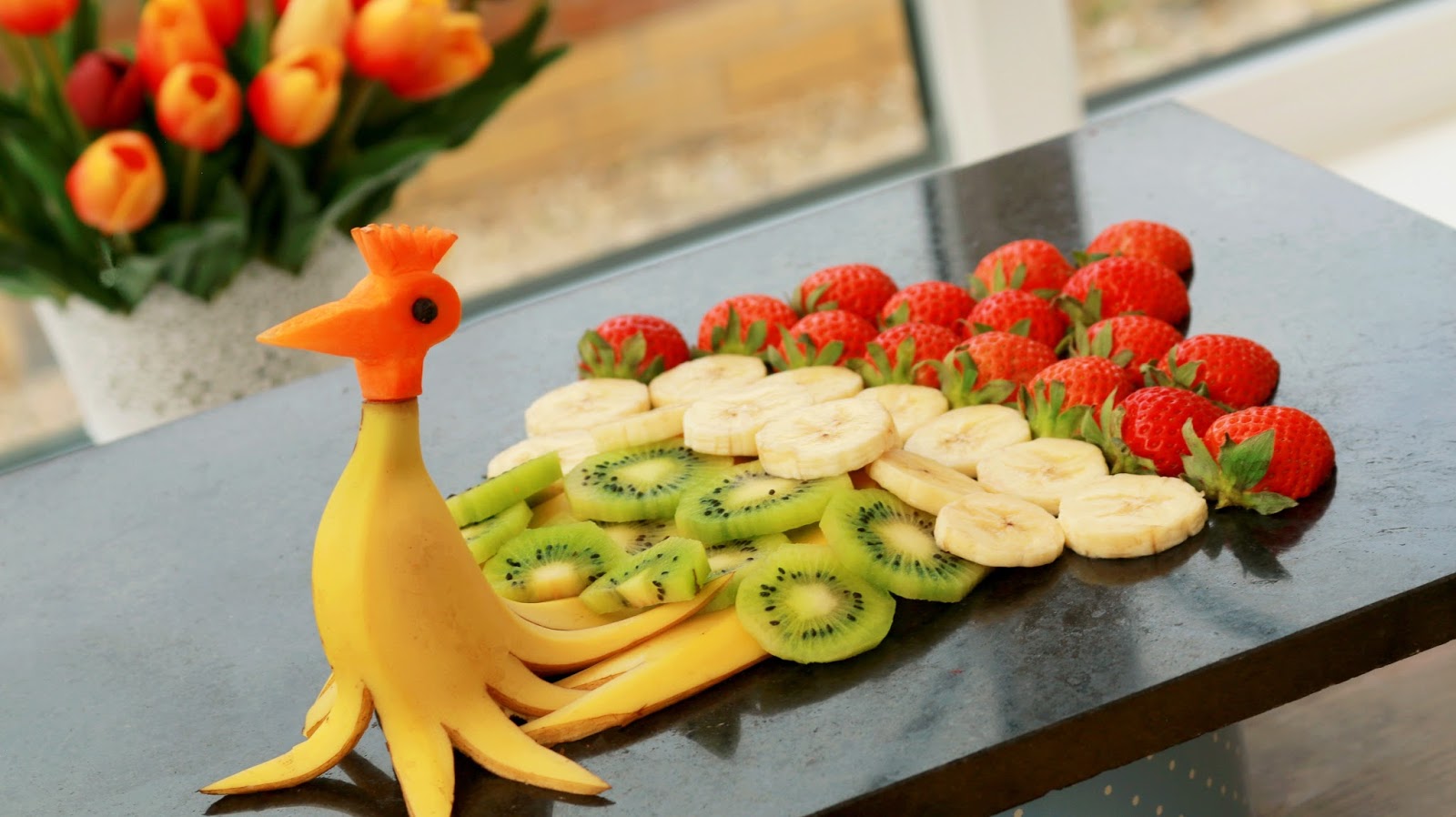 Josephine's Recipes How To Make Banana Peacock Fruit Carving Garnish