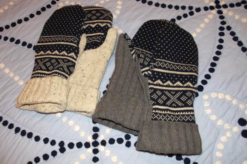 recycled sweaters into mittens