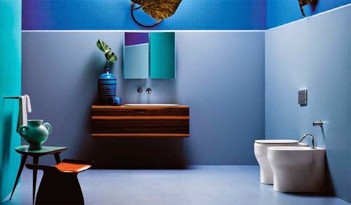 UN BAÑO ÚNICO EN SU ESTILO EN TONOS AZULES - Decoractual - Diseño y