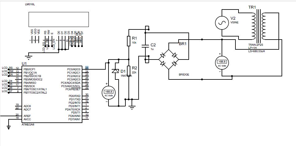 Design of Digital Voltmeter By using Microcontroller Part 2 Circuit Diagram