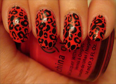 Red Leopard Nail Art