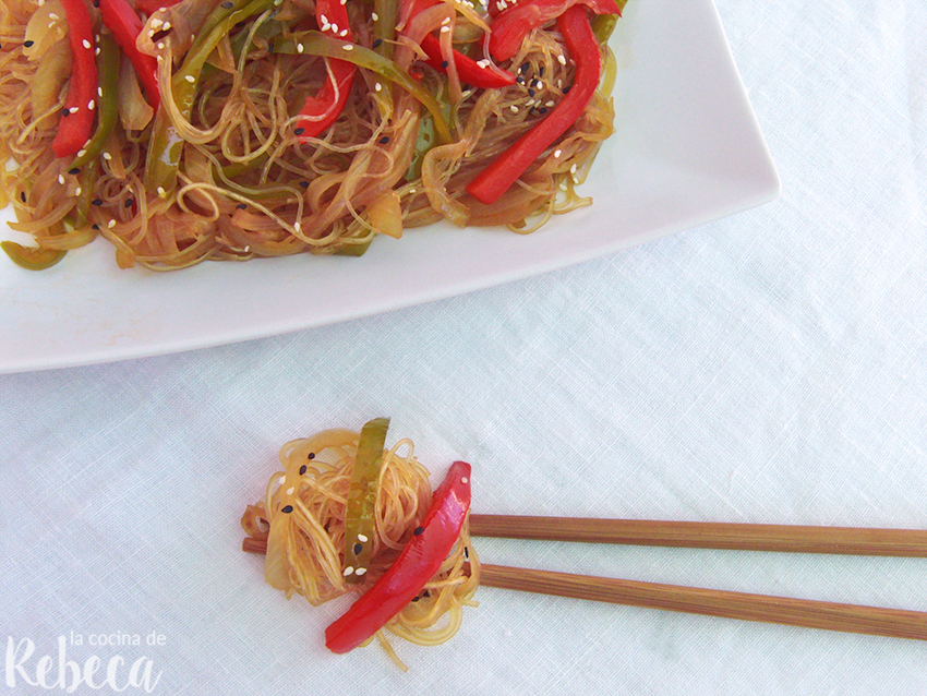 Glass noodles con verduras y sésamo Recetas de Cocina en español