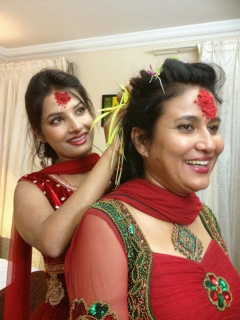 Daily News Actress Sumina Ghimire And Singer Komal Oli Celebrating Dashin Festival And