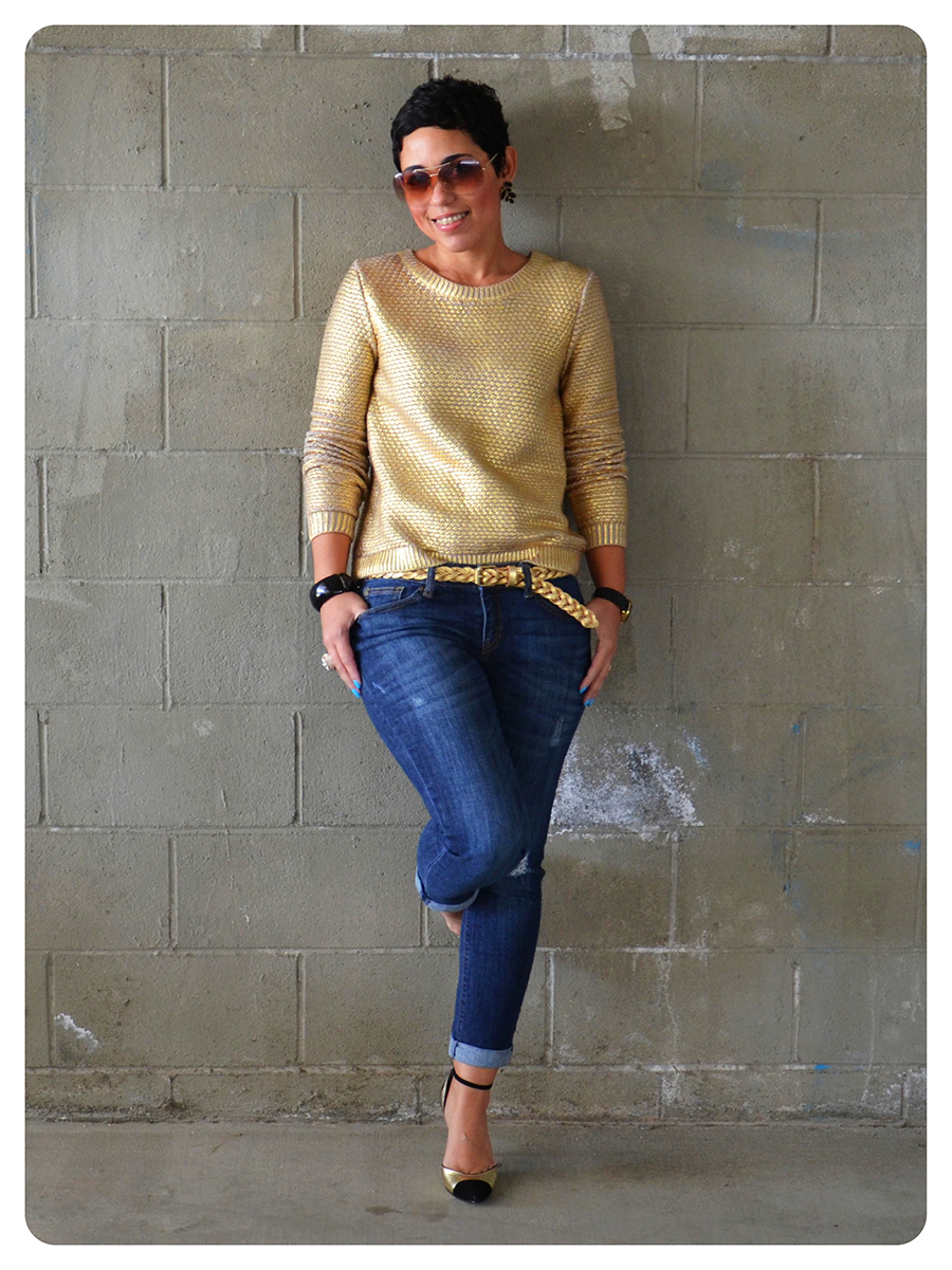 OOTD Gold Sweater + Cap Toe Heels Fashion, Lifestyle, and DIY
