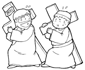 Dibujos para colorear Jesús y el Cirineo