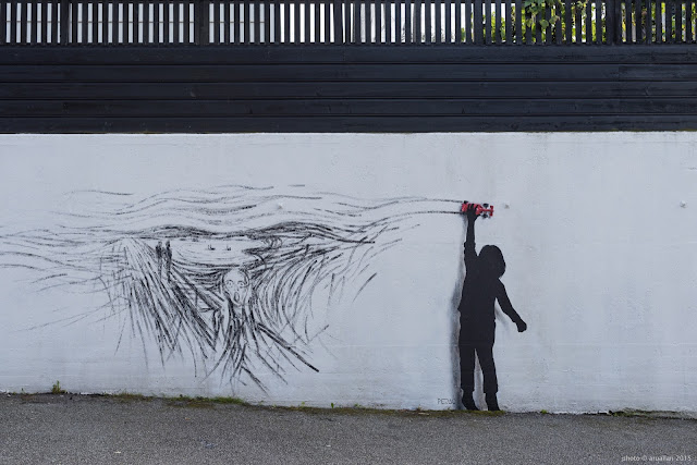 Pejac is part of this year's line-up for the 15th anniversary of the excellent Nuart Street Art Festival which is currently taking place on the streets of Stavanger in Norway.