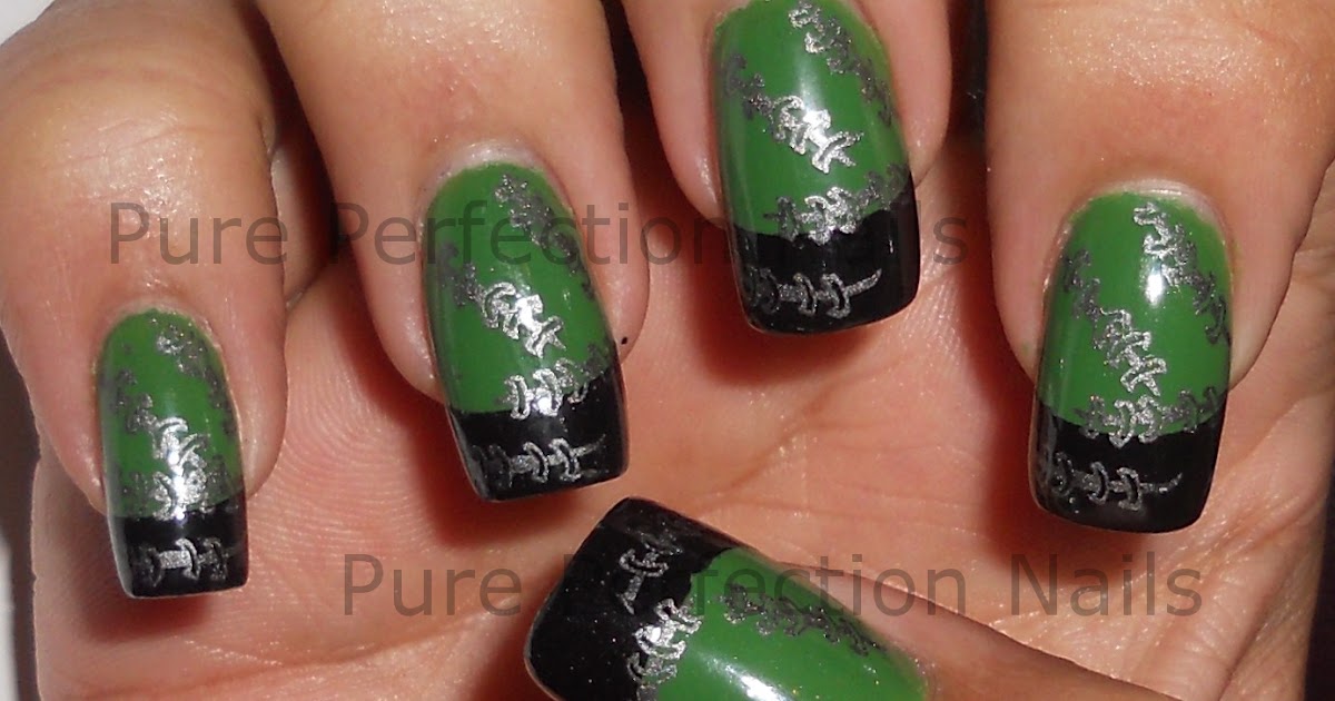 Pure Perfection Nails: Frankenstein Inspired Halloween Stamping Nail Art