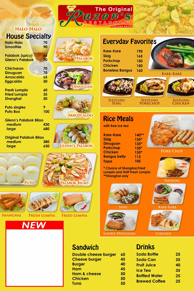 Razon's Restaurant: Menu