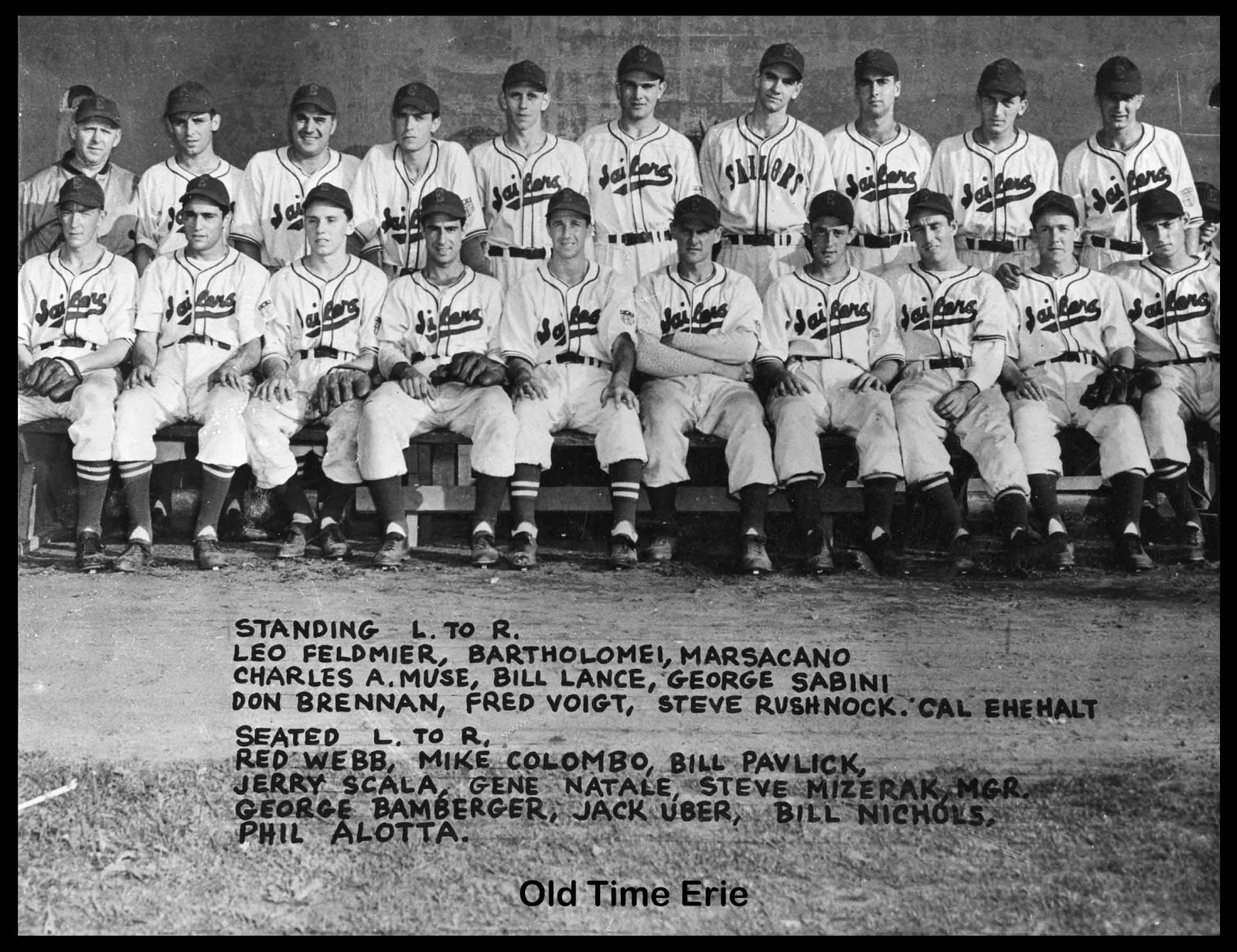 Old Time Erie Erie Sailors 1946 Champion Baseball Team