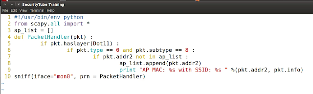 SecurityTube.net Hack of the Day: Wi-Fi SSID Sniffer in 10 Lines of Python