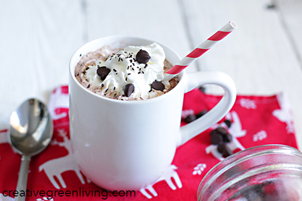 Peppermint hot chocolate in a mug