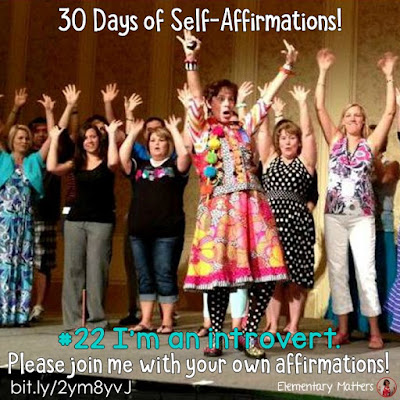 30 Days of Self-Affirmations: Day 22: I am an introvert! For 30 days, I will be celebrating my own "new year" with self-affirmations. If you are interested in joining me, feel free to write your own affirmations here, or respond on my social media here: http://bit.ly/2JuKRW See blog post here: http://bit.ly/2yxSAyq 30 Days of Self-Affirmations: Day 22: I am an introvert! For 30 days, I will be celebrating my own "new year" with self-affirmations. If you are interested in joining me, feel free to write your own affirmations here, or respond on my social media here: http://bit.ly/2JuKRW See blog post here: http://bit.ly/2yxSAyq