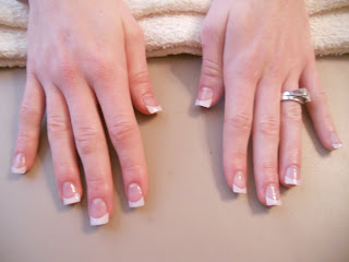 Natural rounded acrylic nails Amy Price Nails: White Tip with Clear Overlay