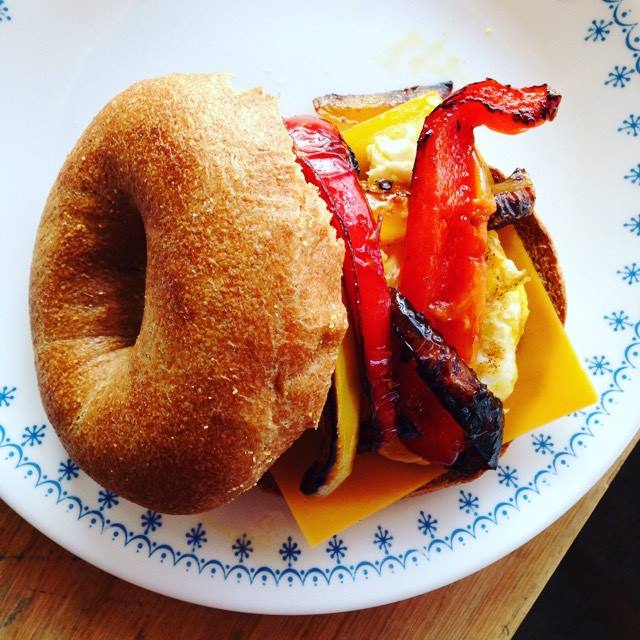Bell Pepper Bagel Breakfast Sandwich C&B