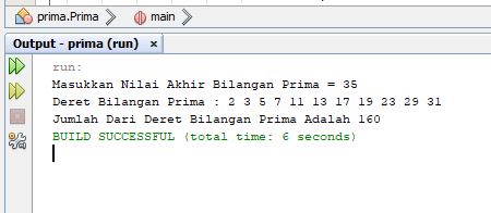 Contoh Program Java Menampilkan Deret Bilangan Prima Dan Menjumlahkan