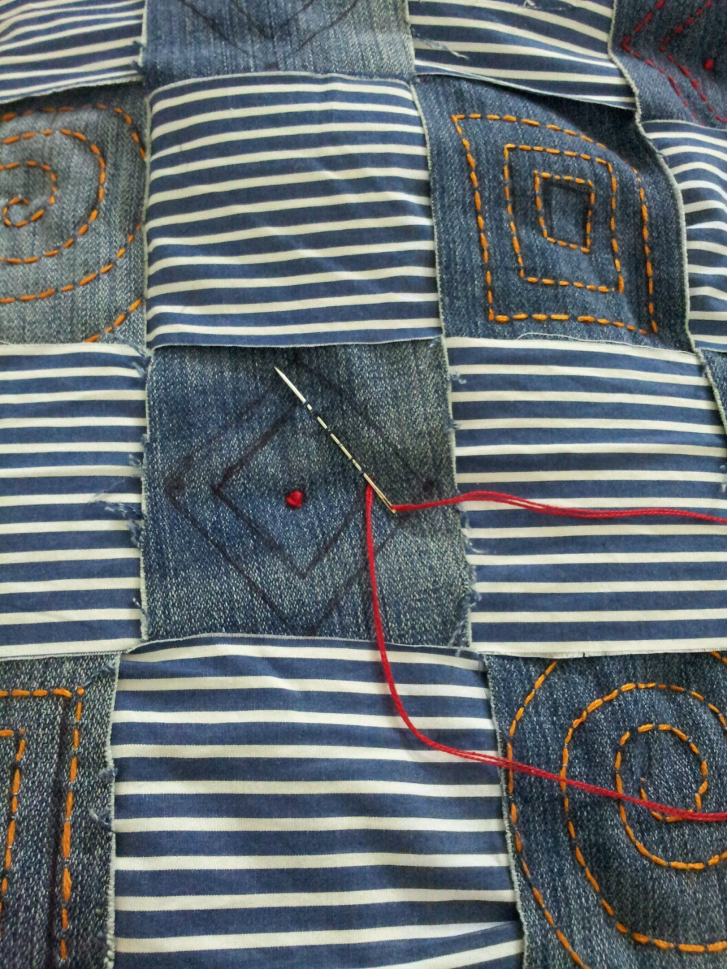 imprints handmade How to recycle old jeans quilt placemat