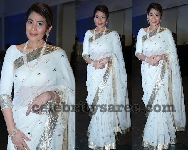 Shreedevi Chowdary White Designer Sari