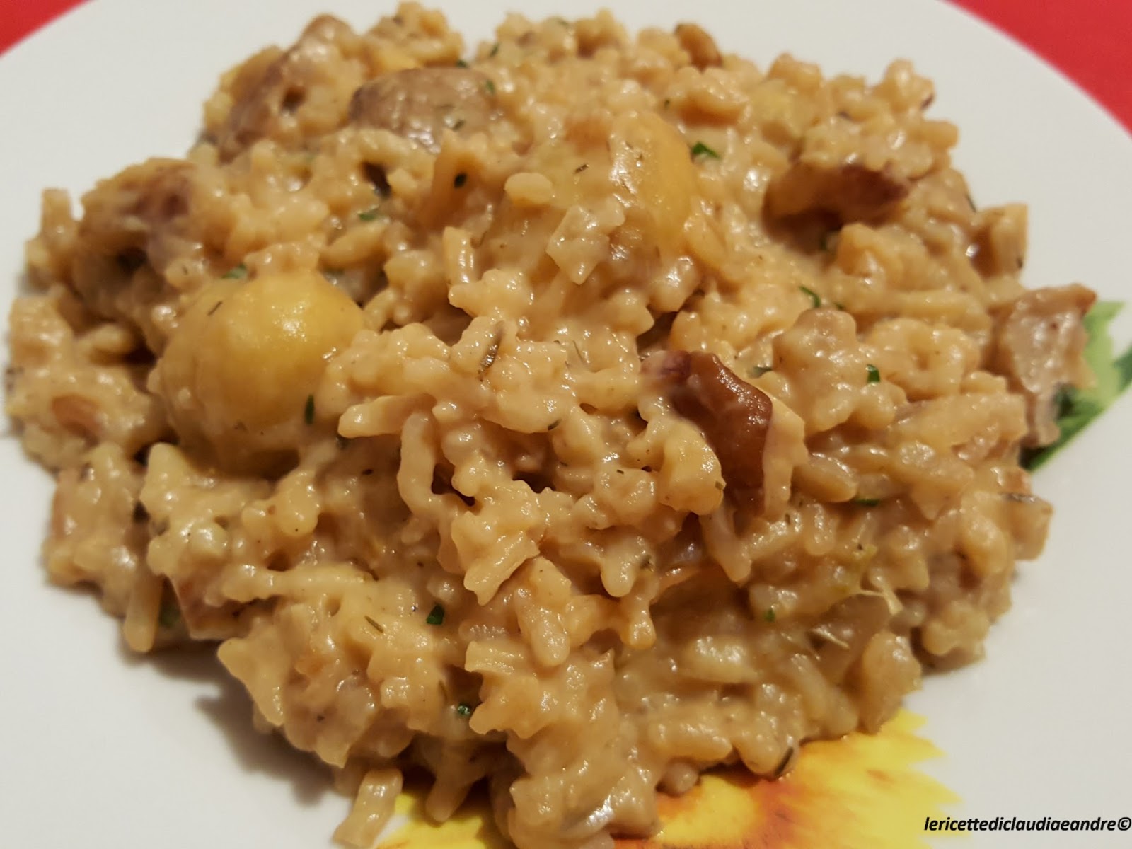 Risotto con castagne, funghi porcini e quark
