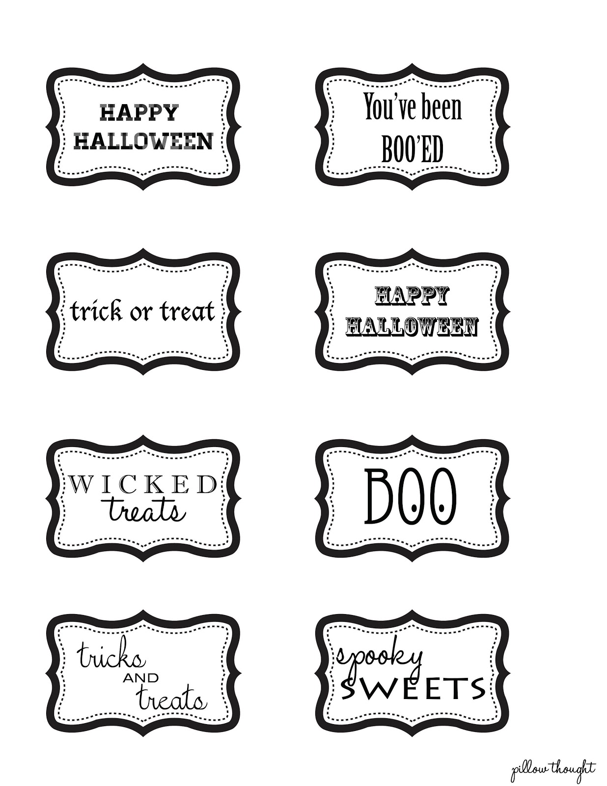 Pillow Thought Halloween Gift Tag Printables