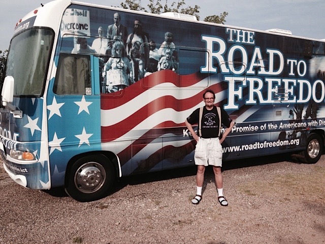 Tom Olin with the Road To Freedom Bus