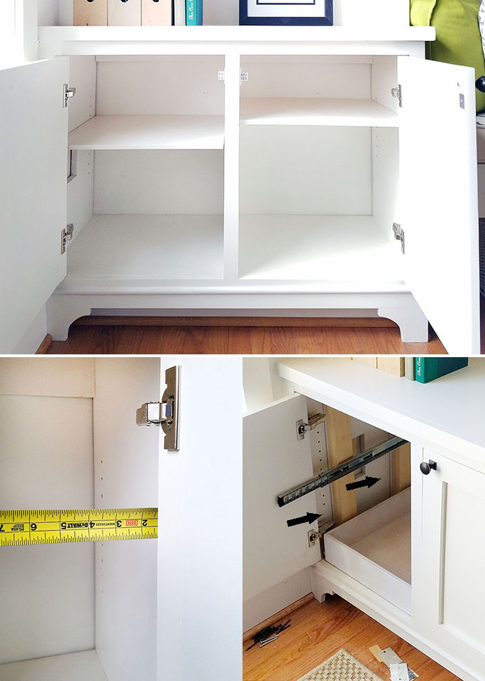 Installing Cabinet Drawers, Install Cabinet Pull Out Shelves