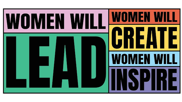 A text design with Women Will slogans
